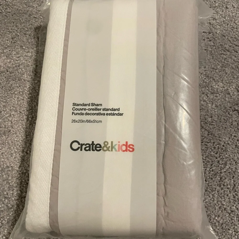 Crate & Kids Gray and White Striped standard sham (qty 2)